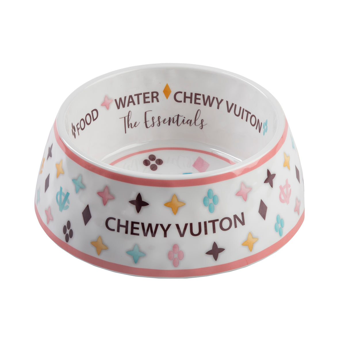 White Chewy Vuiton Bowl - Medium (CASE OF 2) by Haute Diggity Dog