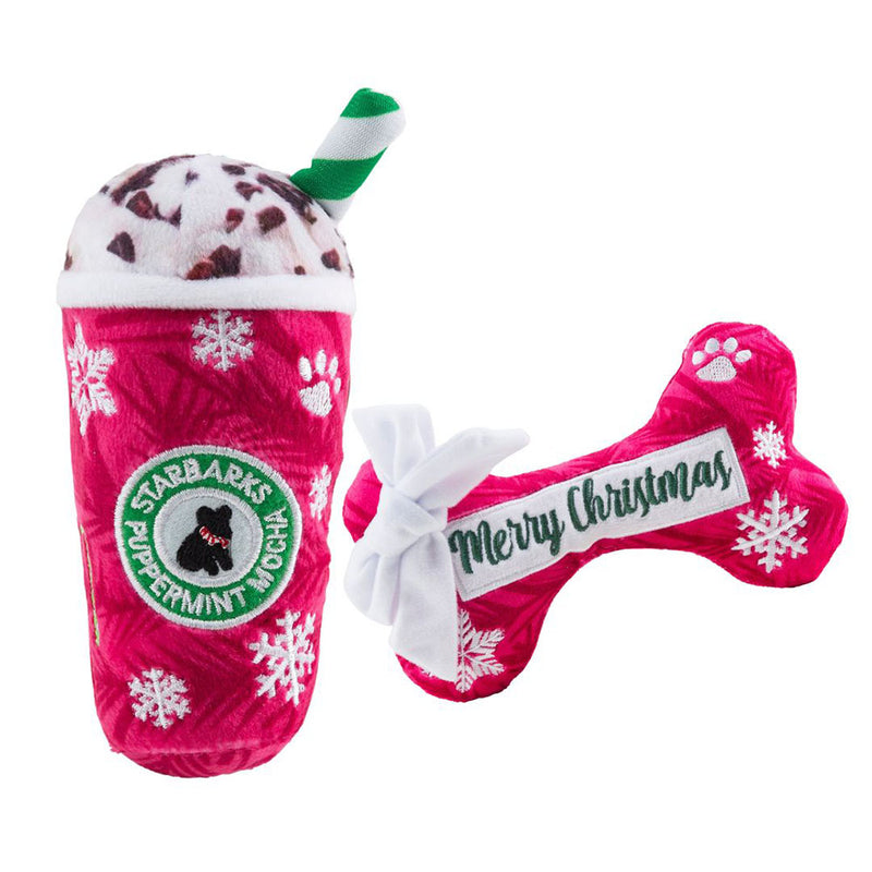 Merry Christmas Bone & Starbarks Puppermint Mocha Original Cup | Christmas Dog Toys