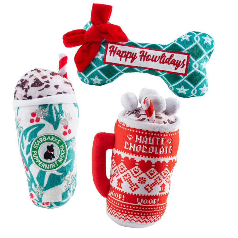 Holly Cup, Green Stars Bone, & Haute Chocolate | Christmas Dog Toys