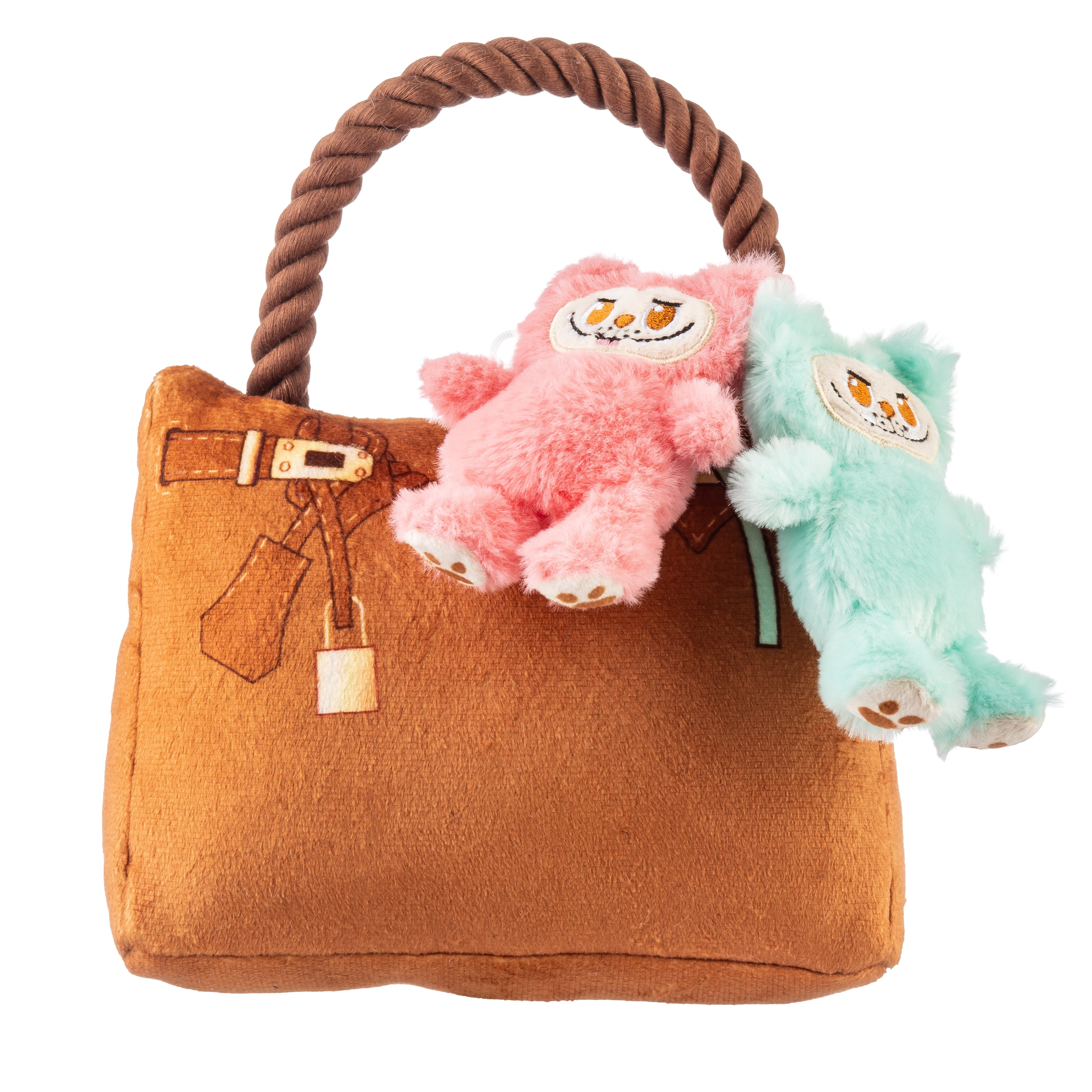 Labowwow Handbag | Squeaky Plush Dog Toy with Crinkle & Mesh