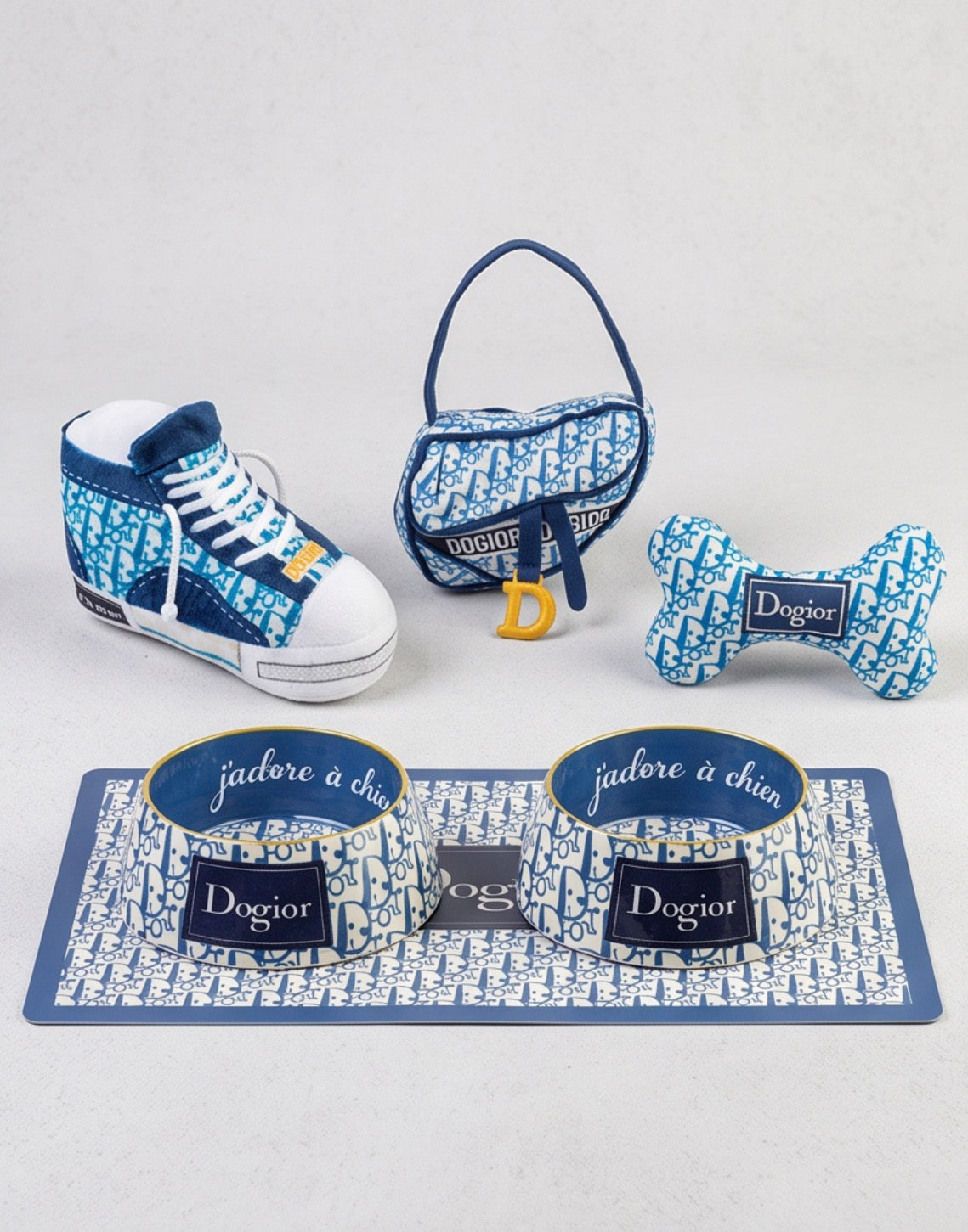 Parody Paws: Unique Plush Dog Toys with a Fashionable Twist