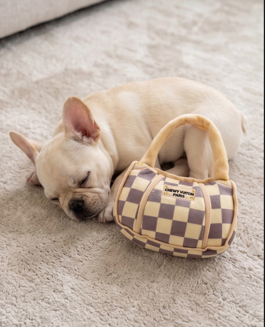 Designer-Inspired Fluff: Parody Chewy Vuiton Plush Dog Toys