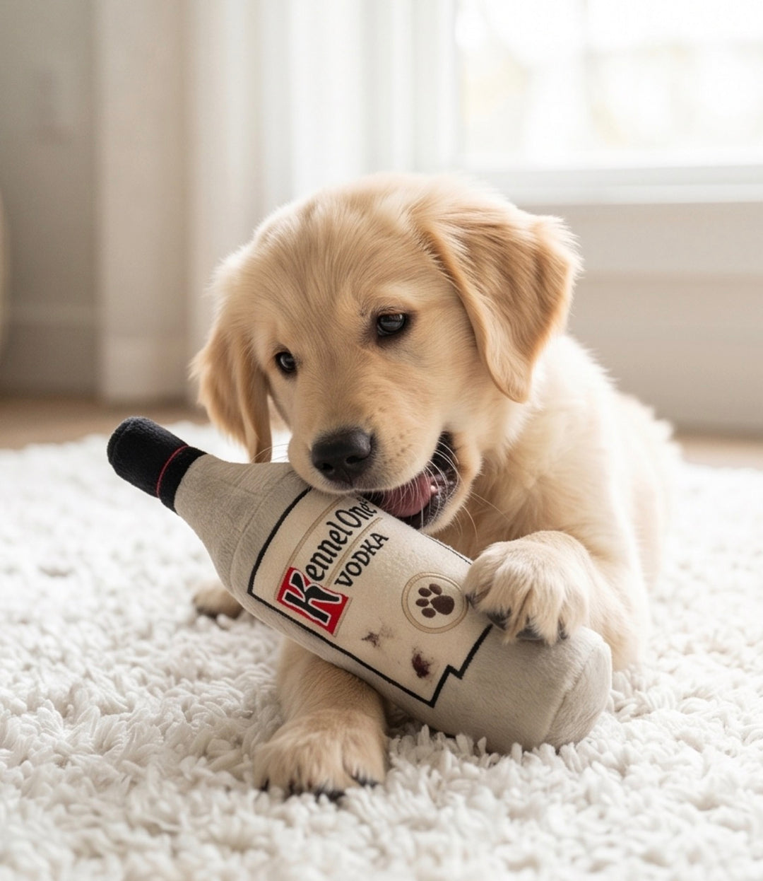 Muttini Madness: Parody Muttini Bar Plush Dog Toy for Pampered