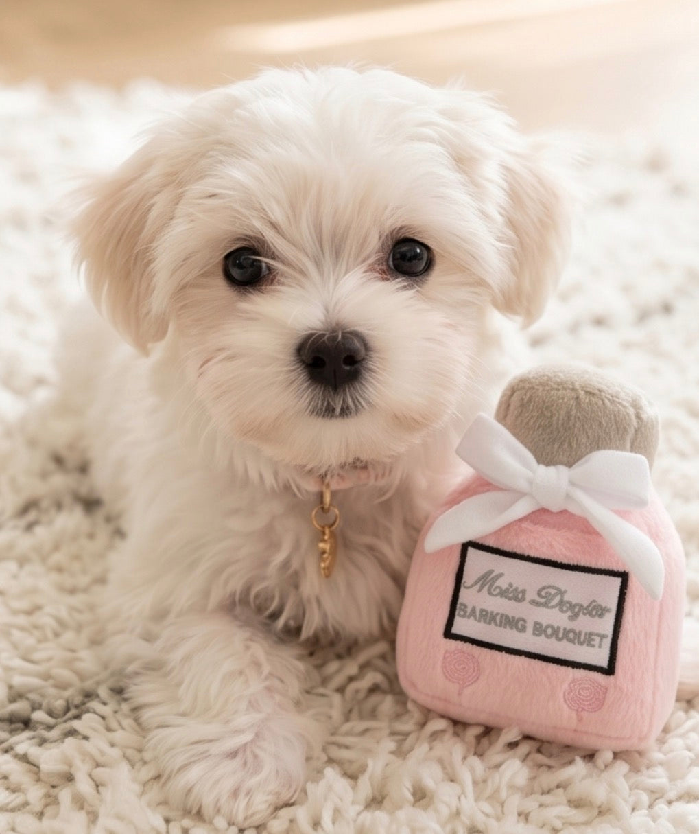 Fashionable Fluff: Parody Designer Plush Dog Toys for Fur-ocious
