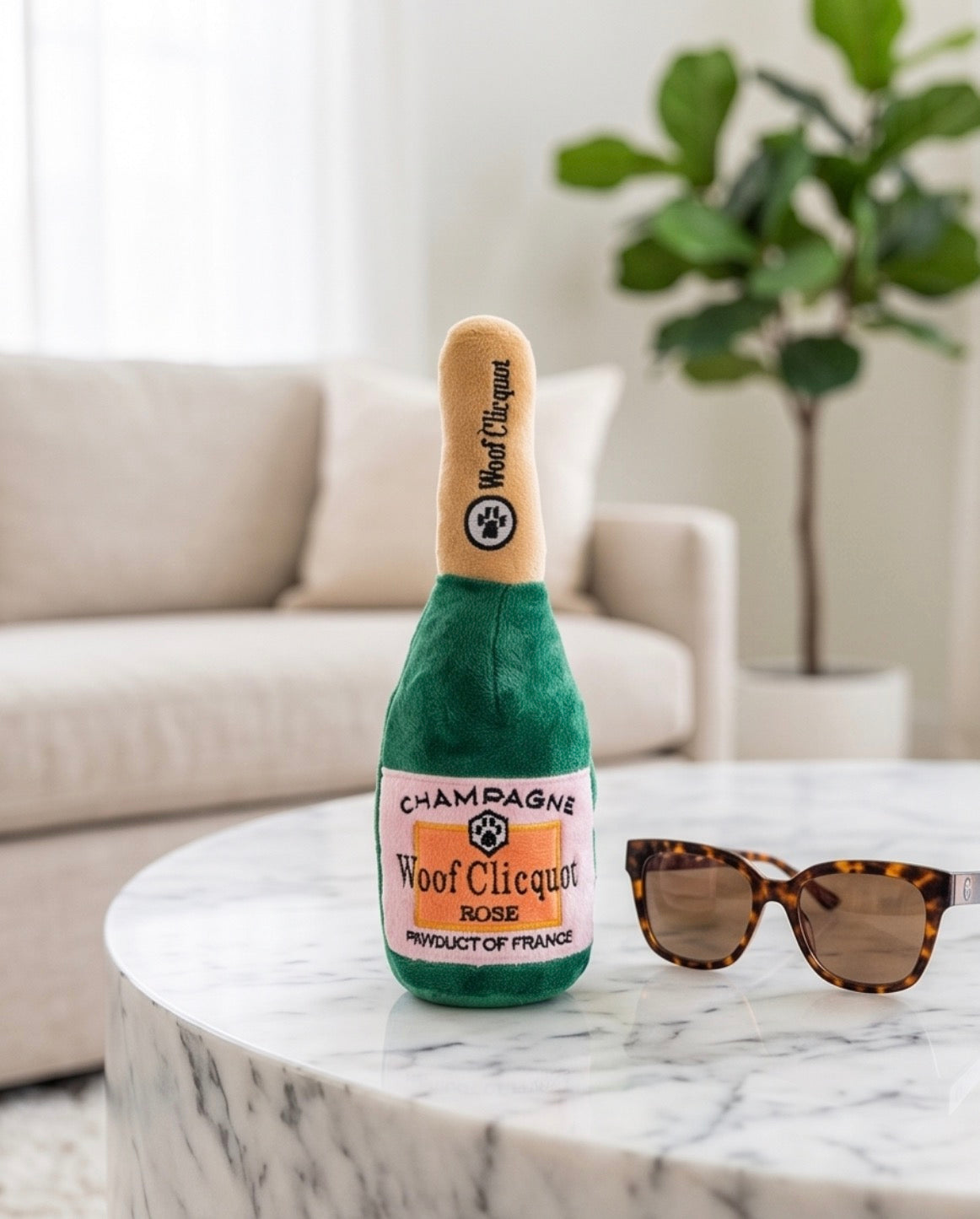 Dog Toy - Woof Clicquot Rose' Champagne Bottle Large Dog Toy - Woof Clicquot Rose' Champagne Bottle Large