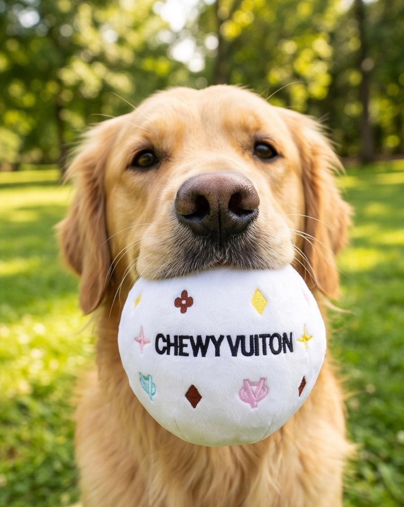Luxury Paws: Parody Chewy Vuiton Designer Plush Dog Toys – Haute