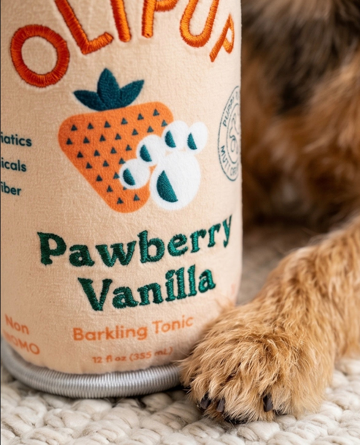 Olipup - Pawberry Vanilla | Squeaky Plush Dog Toy with Crinkle