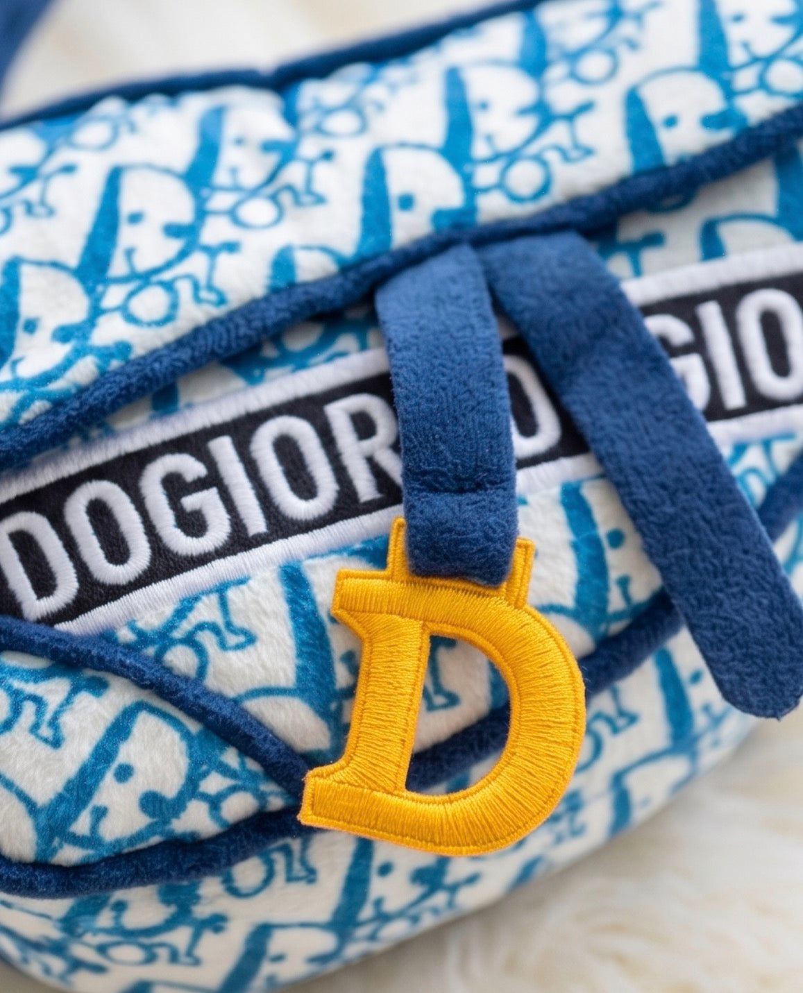 Dogior Saddle Bag - Navy | Squeaky Plush Dog Toy with Crinkle