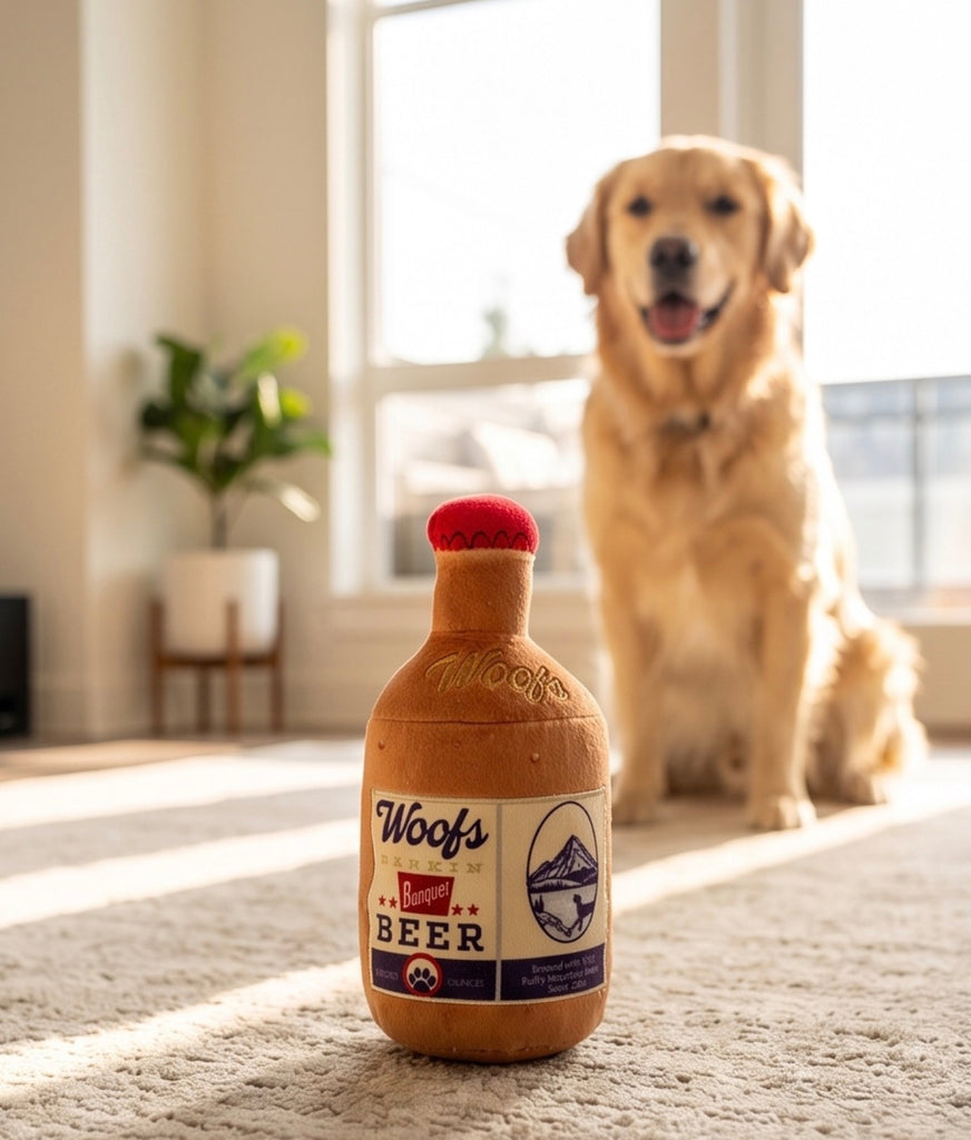Woofs Beer Bottle Plush Dog Toy – Haute Diggity Dog