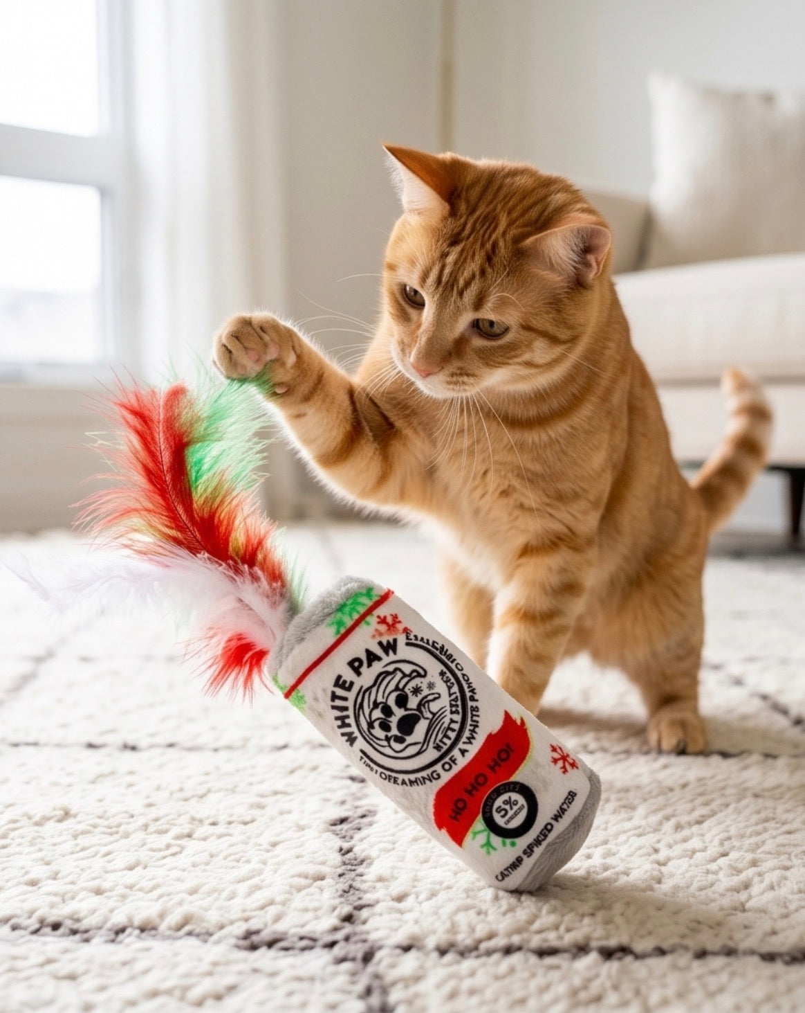 White Paw Kitty Seltzer & Pawpermint Cattini Christmas Cat Toy