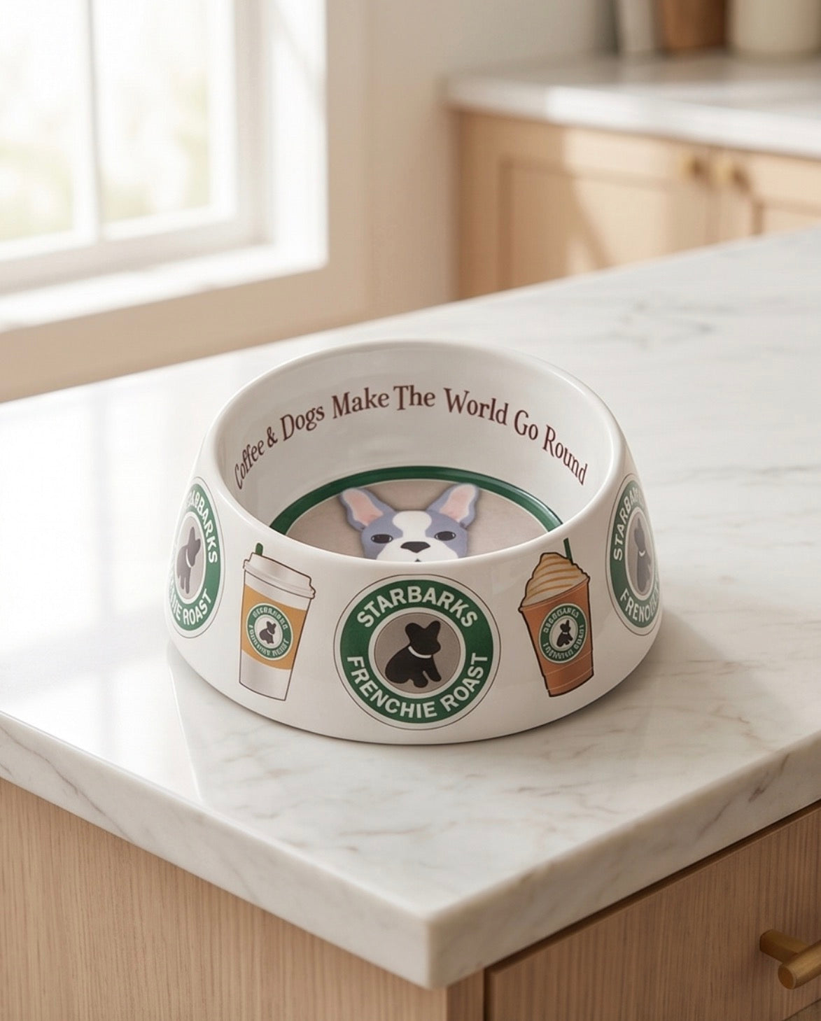 Coffee Couture: Parody Coffee Dog Bowl for Fashionable Four-Legged