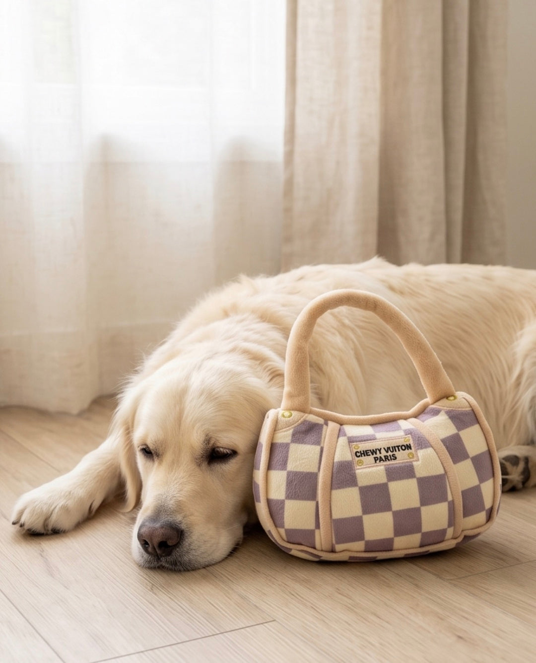 Designer-Inspired Fluff: Parody Chewy Vuiton Plush Dog Toys