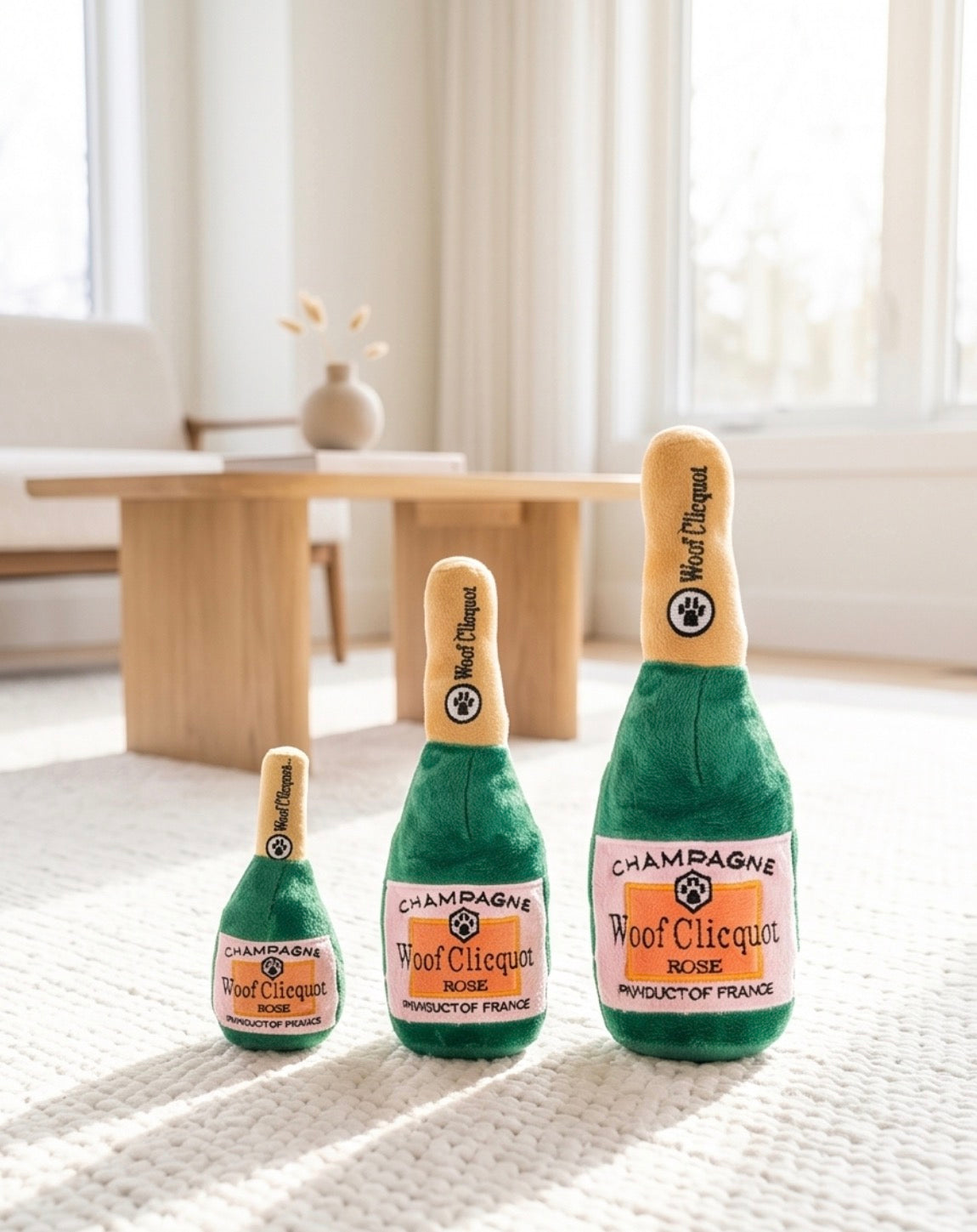 Dog Toy - Woof Clicquot Rose' Champagne Bottle Large Dog Toy - Woof Clicquot Rose' Champagne Bottle Large