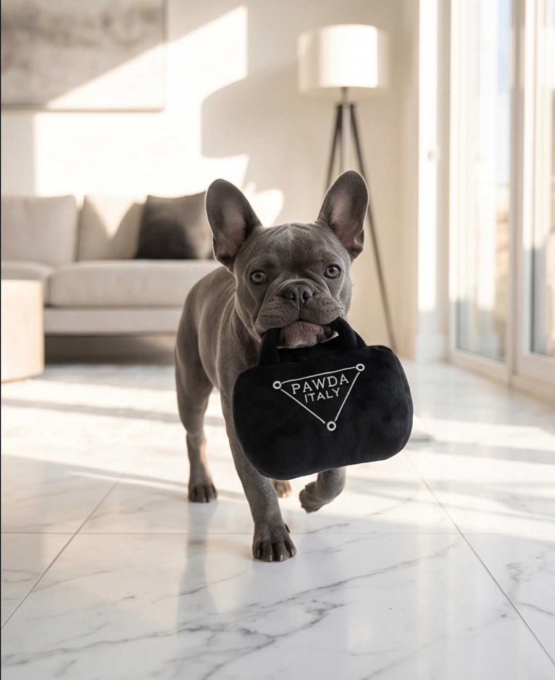 Parody Paws: Unique Plush Dog Toys with a Fashionable Twist