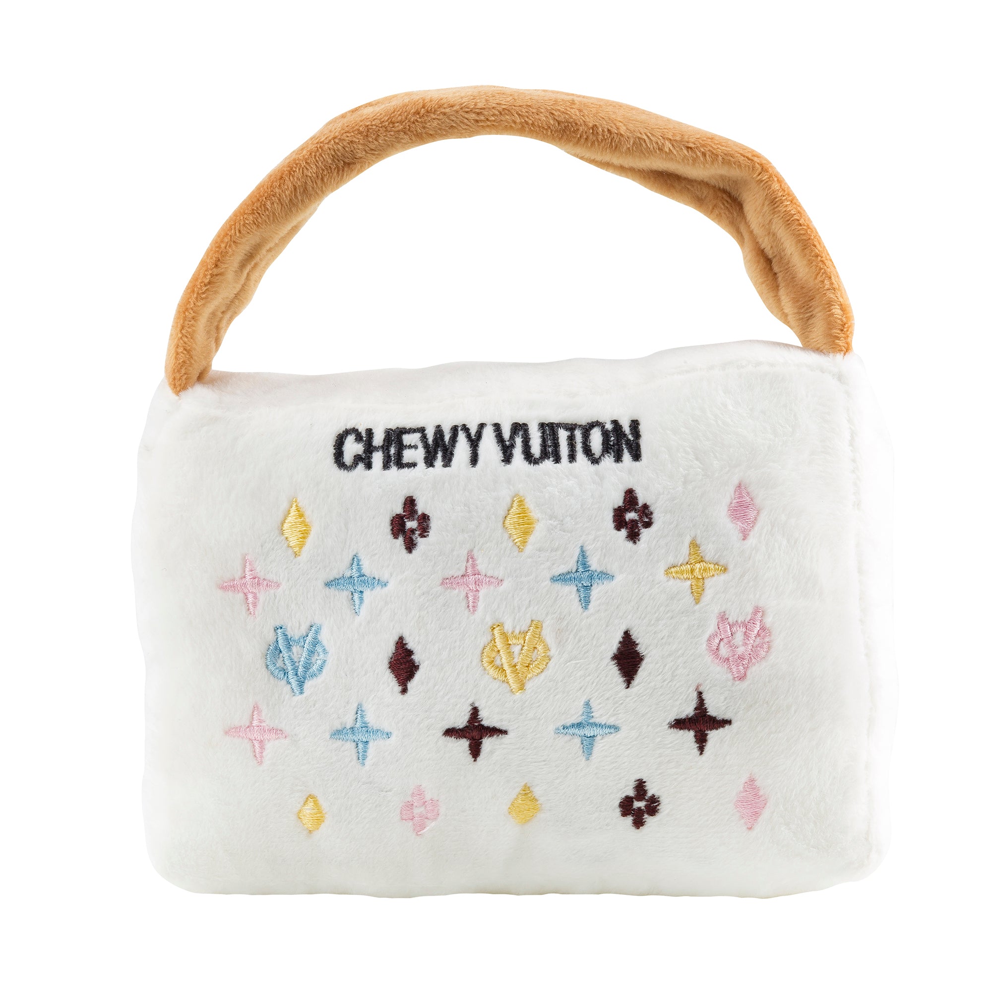 Chewy Vuiton Chic: Parody Designer Plush Dog Toys for Stylish Pups