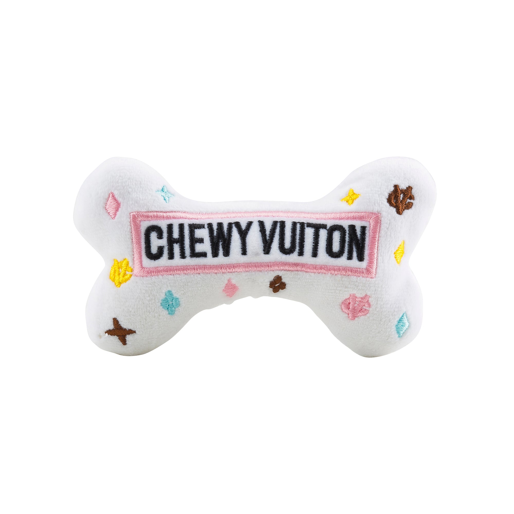 White Chewy Vuiton Bone Dog Toy - Glamour Mutt