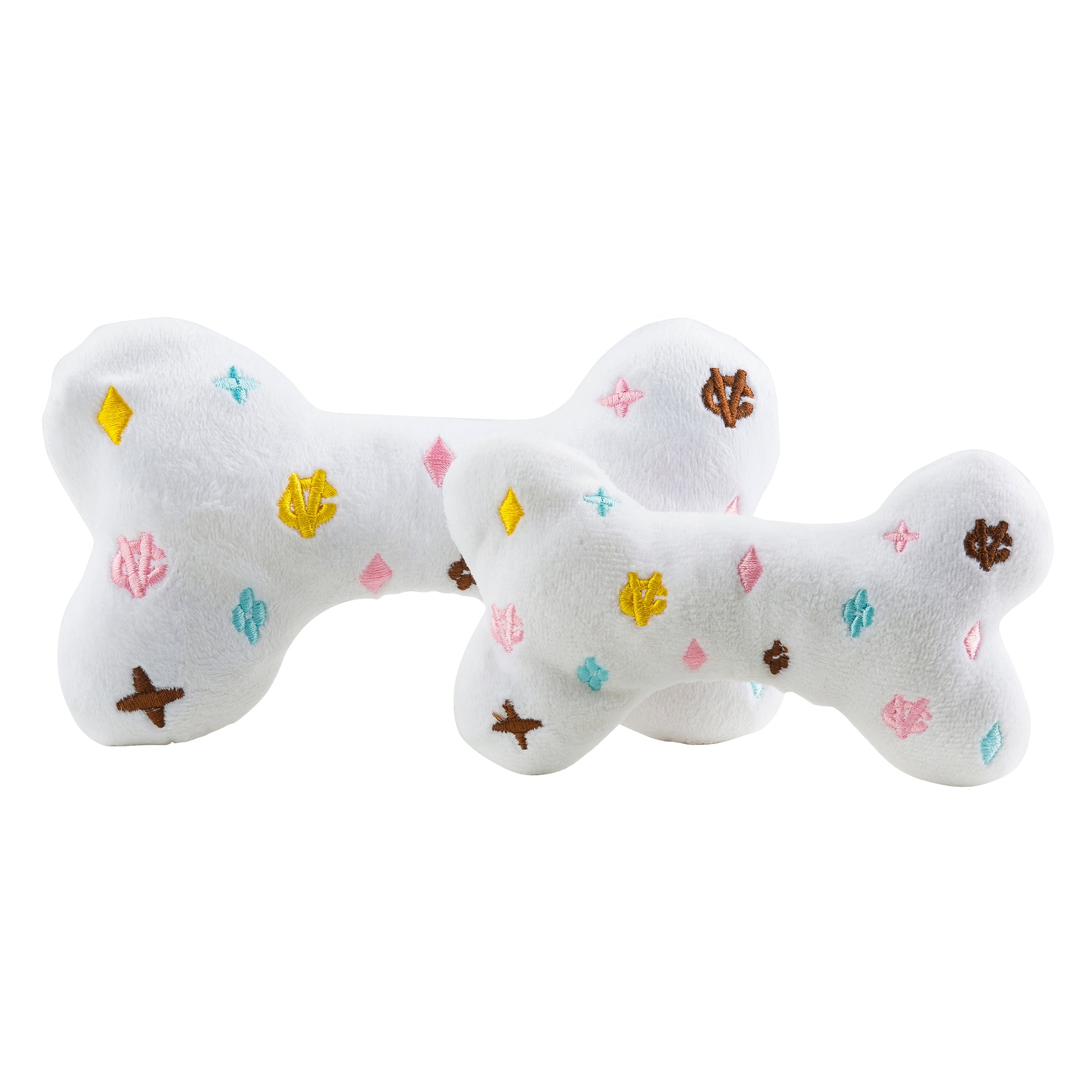 White Chewy Vuiton Bone Dog Toy - Glamour Mutt