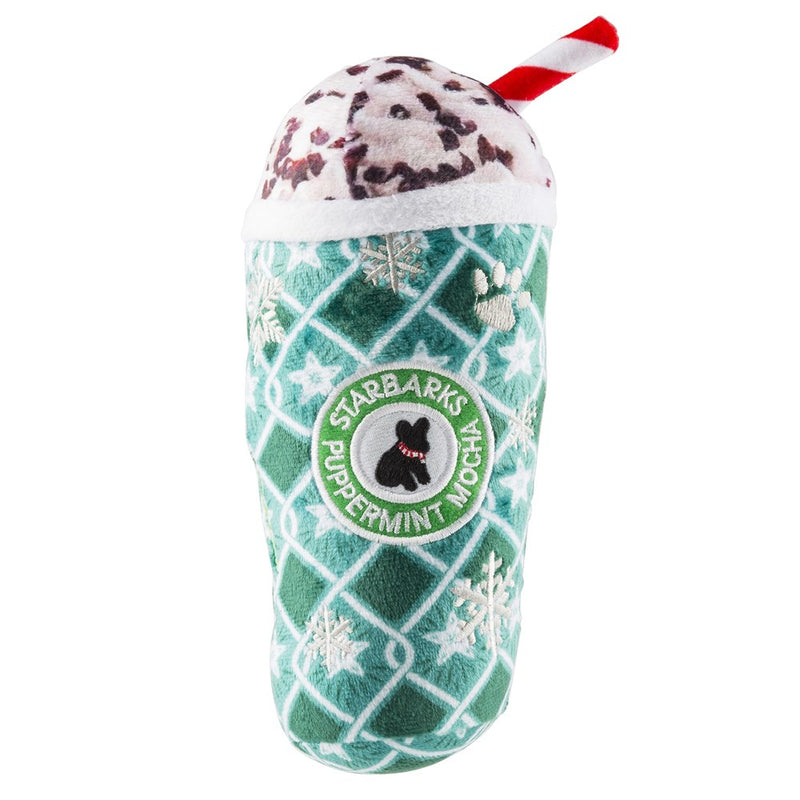 Starbarks Puppermint Mocha - Green Stars Cup Christmas Plush Dog Toy Holidays