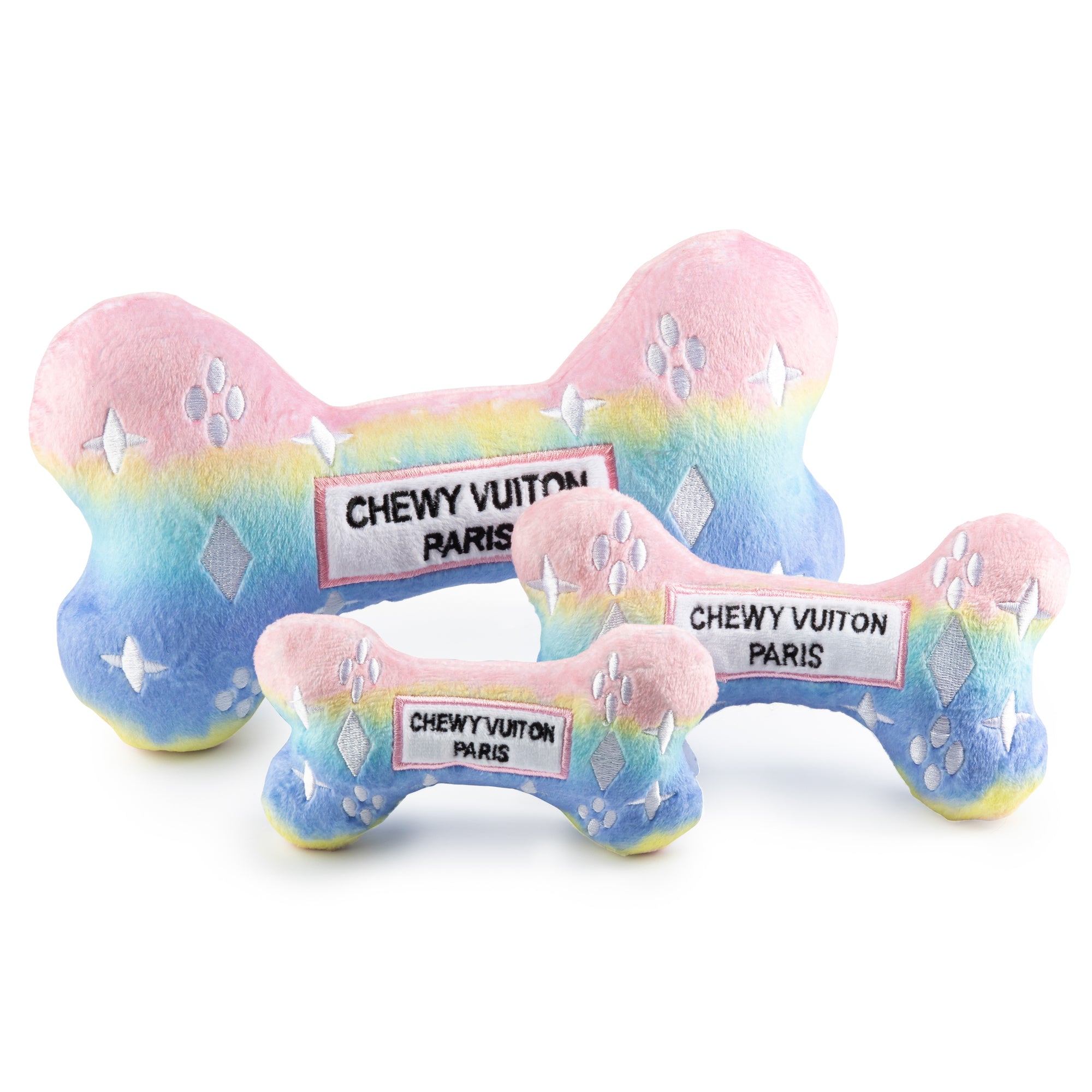 White Chewy Vuiton Bone Dog Toy - Glamour Mutt