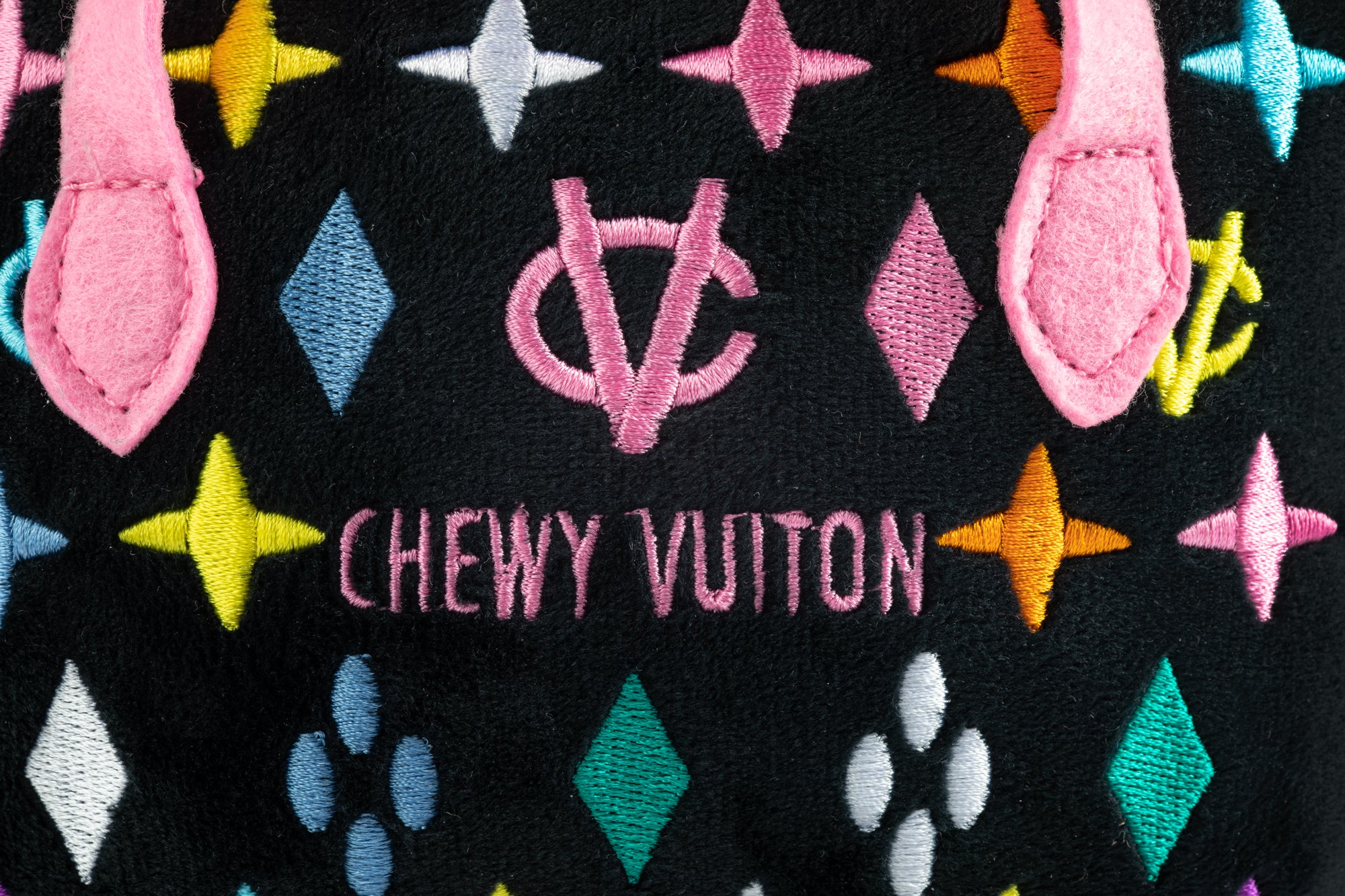 Chewy Vuiton Bag Squeaky Dog Toy in Black Monogram