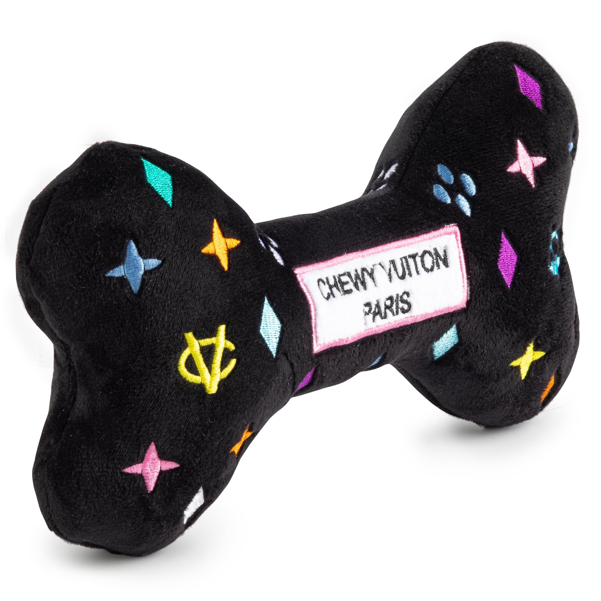 HAUTE DIGGITY DOG Black Monogram Chewy Vuiton Handbag Dog Toy - BLK/MULTI