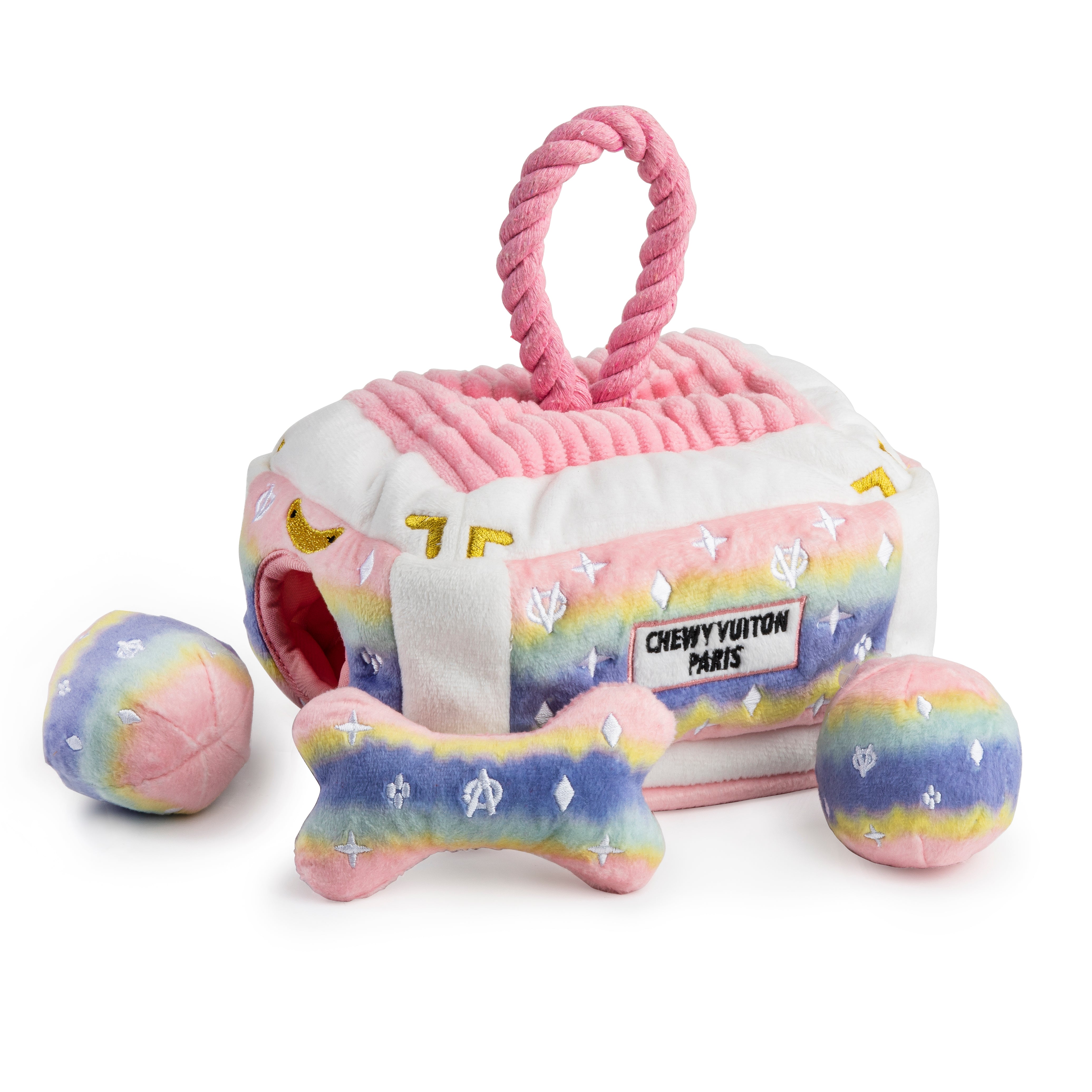 Haute Diggity Dog Chewy Vuiton Pink Ombre Handbag Plush Dog Toy
