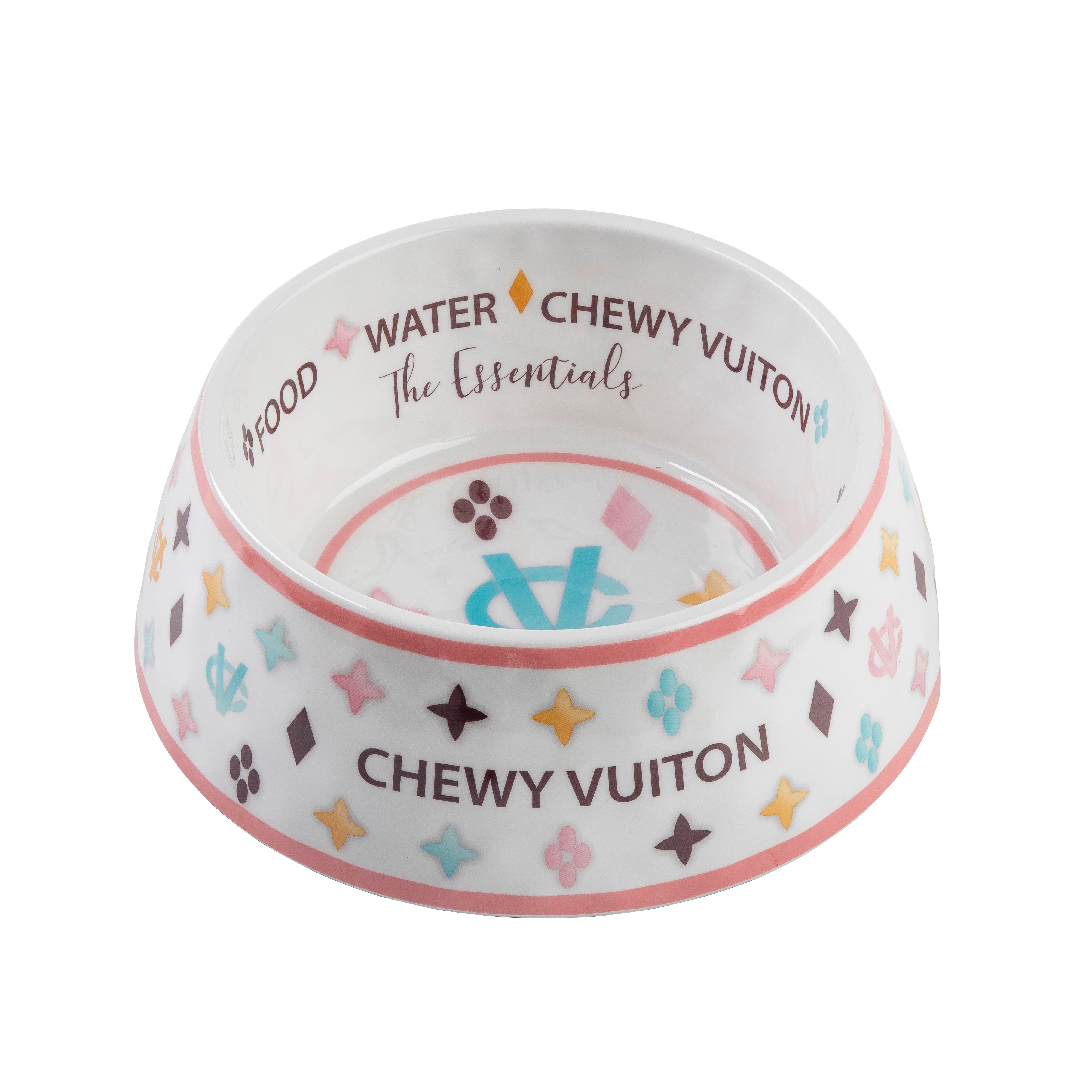 White Chewy Vuiton Bowl - Medium (CASE OF 2) by Haute Diggity Dog