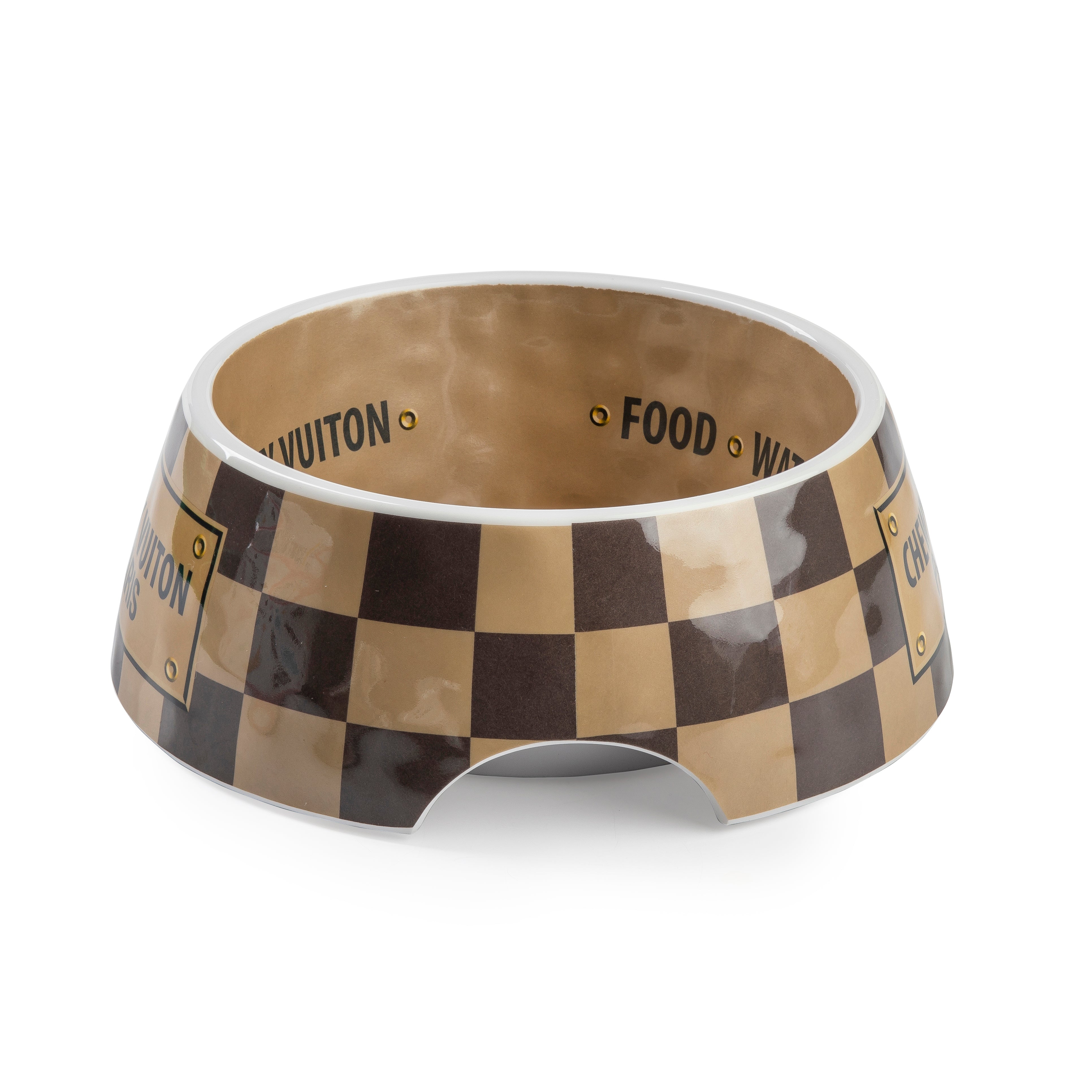 Designer-Inspired Fluff: Parody Chewy Vuiton Plush Dog Bowls