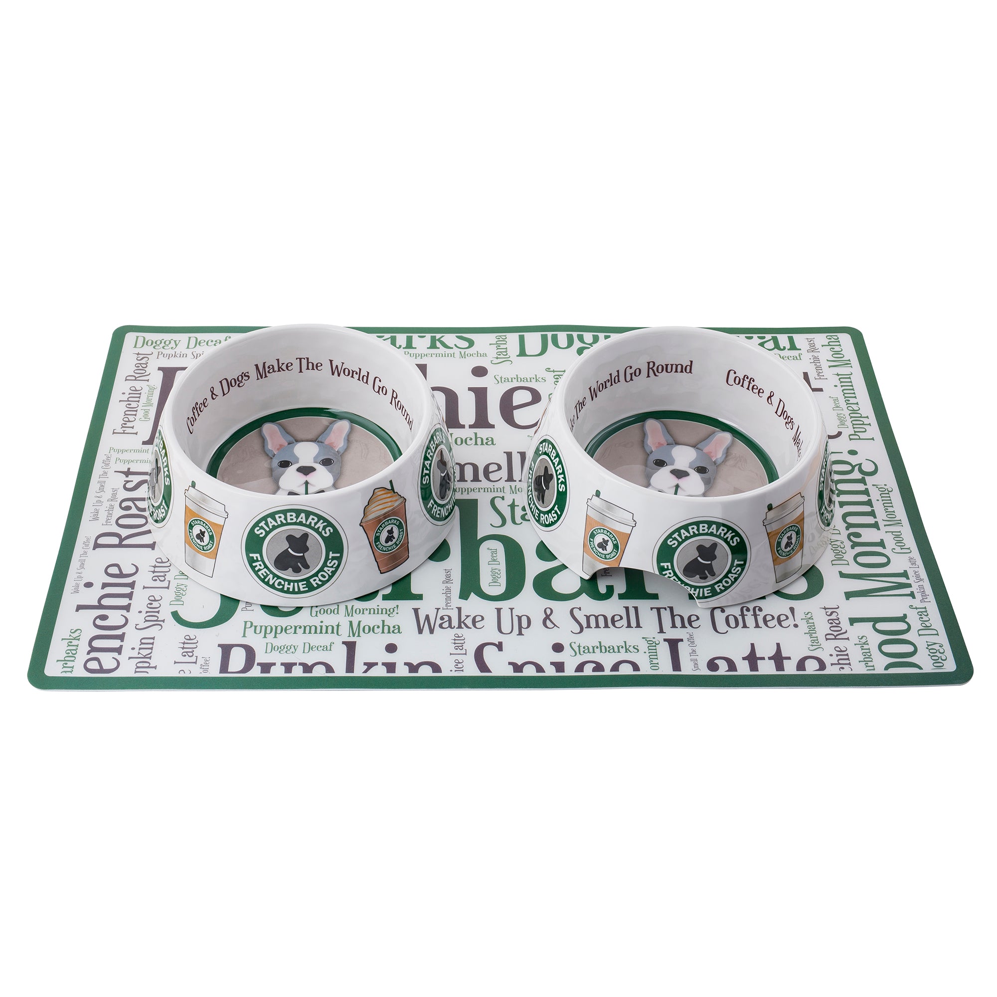  Haute Diggity Dog Bowls & Placemats Collection – Set of 2  Dishwasher Safe, Non-Skid Bowls and 1 Durable Non-Stick Placemat Crafted  from Food Grade, BPA Free Materials with Chic, Fun